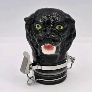 Contained Art Ceramic Black Panther Lidded Container Stash Box Air Tight